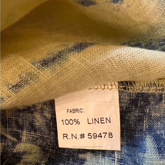 Yellow and blue  Tie-Dye Italian 100% linen pull over - Picture 4 of 4